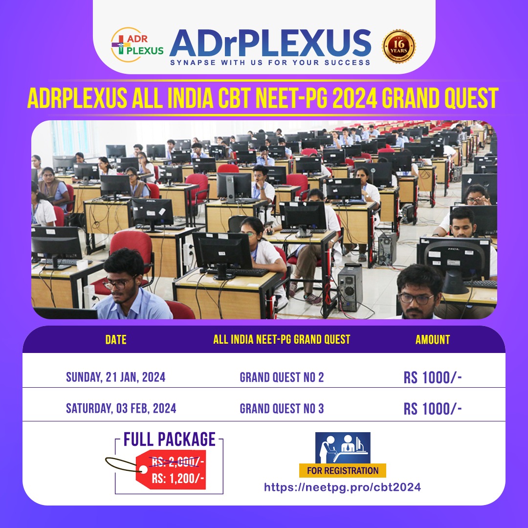 ADRPLEXUS All India CBT NEETPG 2024 Grand Quest ADrPLEXUS NExT / INICET